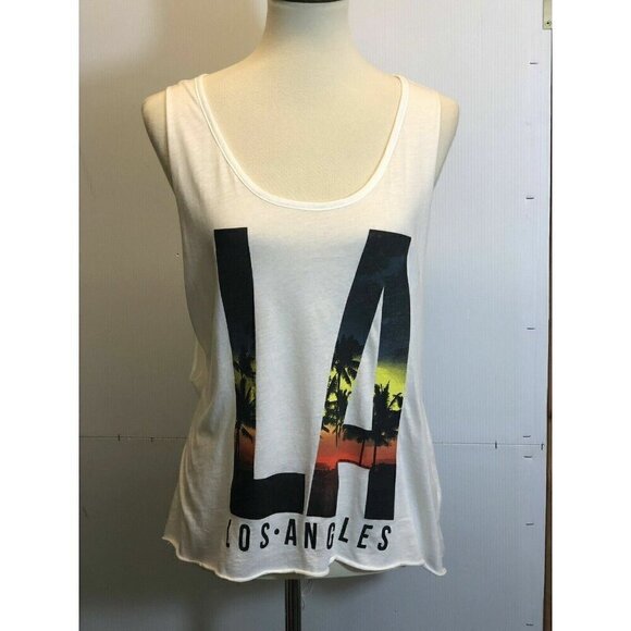 Swell Women's White Active Lightweight LA Lights Muscle Tank Top Size L - Picture 4 of 7